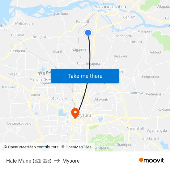 Hale Mane (ಹಳೇ ಮನೆ) to Mysore map