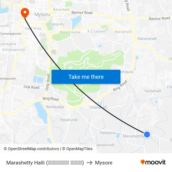Marashetty Halli (ಮಾರಶೆಟ್ಟಿ ಹಳ್ಳಿ) to Mysore map