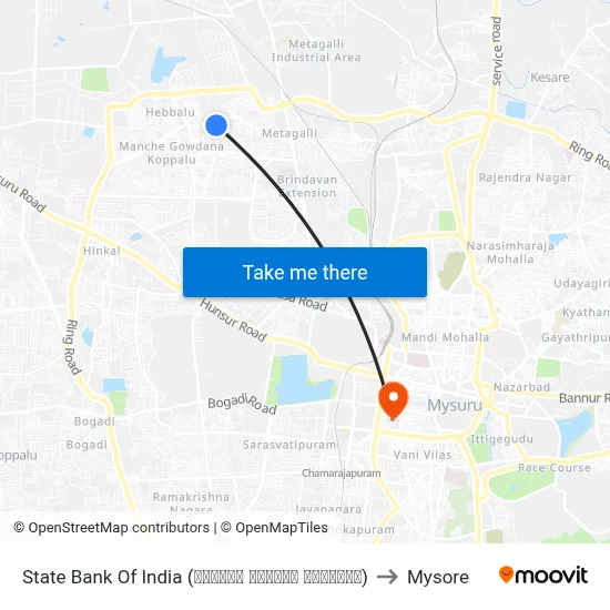 State Bank Of India (ಭಾರತೀಯ ಸ್ಟೇಟ್ ಬ್ಯಾಂಕ್) to Mysore map