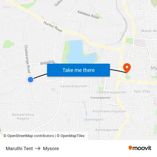 Maruthi Tent to Mysore map