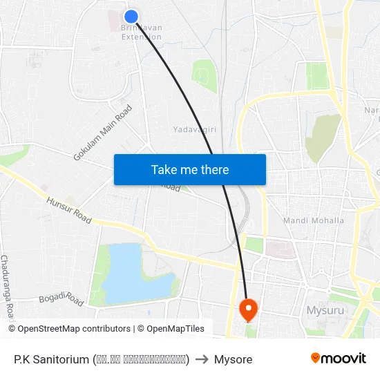 P.K Sanitorium (ಪಿ.ಕೆ ಸ್ಯಾನಿಟೋರಿಯಂ) to Mysore map