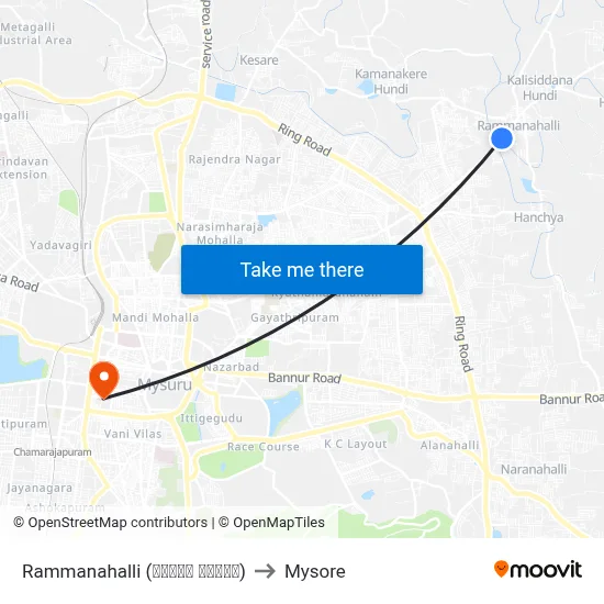 Rammanahalli (ರಮ್ಮನ ಹಳ್ಳಿ) to Mysore map