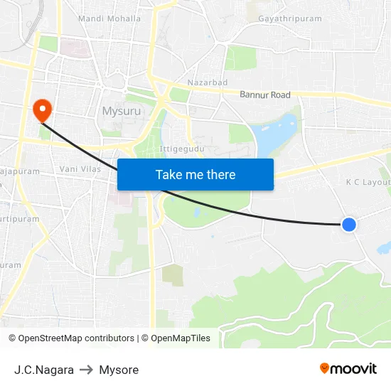 J.C.Nagara to Mysore map