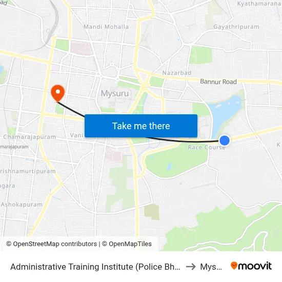 Administrative Training Institute (Police Bhavan) to Mysore map