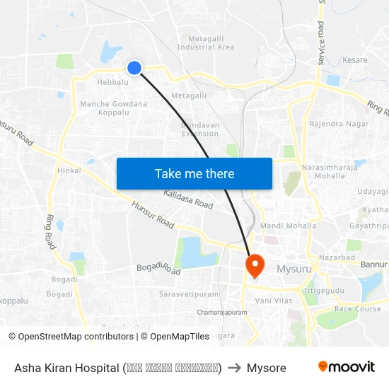 Asha Kiran Hospital (ಆಶಾ ಕಿರಣ್ ಆಸ್ಪತ್ರೆ) to Mysore map