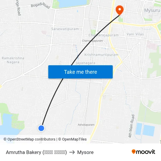Amrutha Bakery (ಅಮೃತ ಬೇಕರಿ) to Mysore map