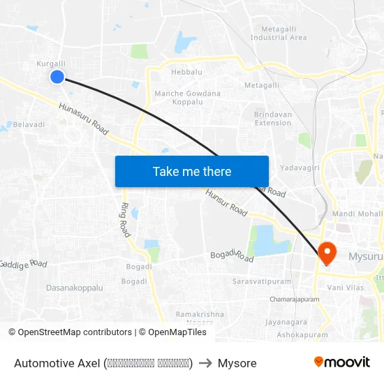 Automotive Axel (ಆಟೋಮೋಟೀವ್ ಆಕ್ಸಲ್) to Mysore map