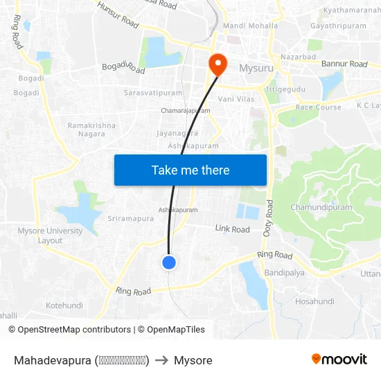 Mahadevapura (ಮಹಾದೇವಪುರ) to Mysore map
