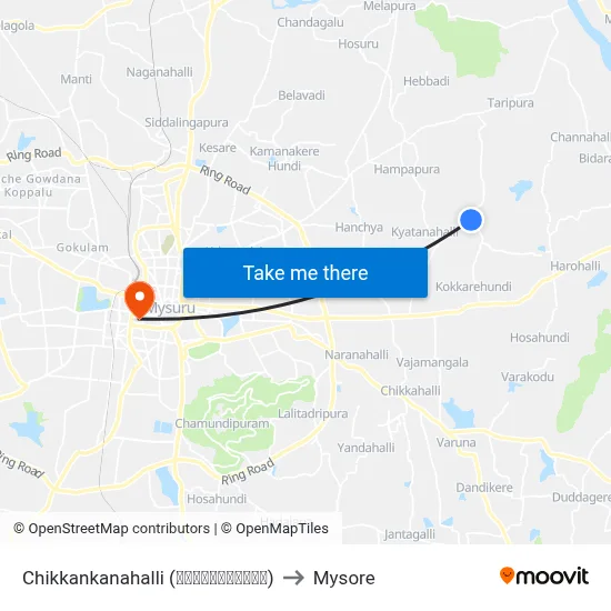 Chikkankanahalli (ಚಿಕ್ಕನಹಳ್ಳಿ) to Mysore map
