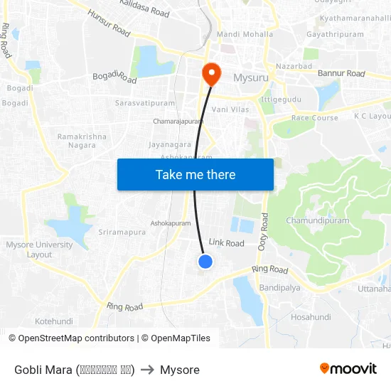 Gobli Mara (ಗೊಬ್ಬಳಿ ಮರ) to Mysore map