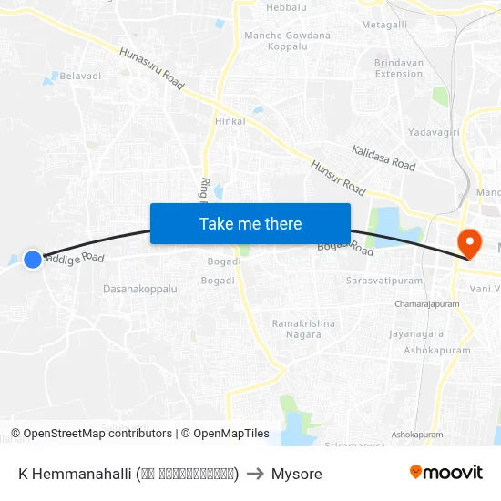 K Hemmanahalli (ಕೆ ಹೆಮ್ಮನಹಳ್ಳಿ) to Mysore map