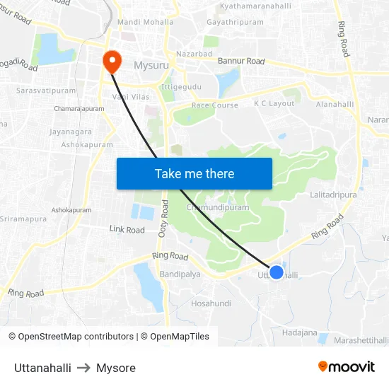 Uttanahalli to Mysore map