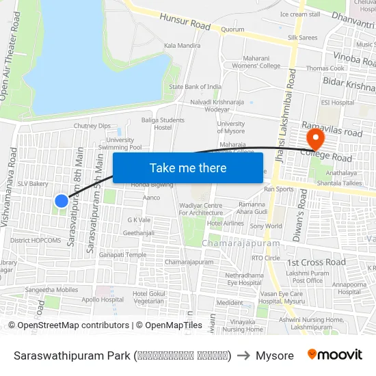 Saraswathipuram Park (ಸರಸ್ವತಿಪುರಂ ಪಾರ್ಕ್‌) to Mysore map