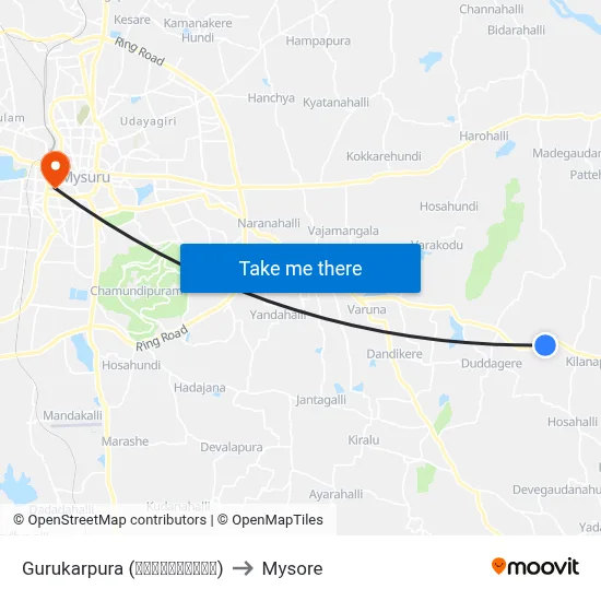 Gurukarpura (ಗುರುಕಾರಪುರ) to Mysore map