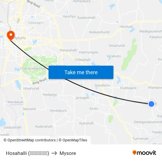 Hosahalli (ಹೊಸಹಳ್ಳಿ) to Mysore map
