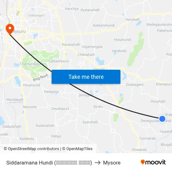 Siddaramana Hundi (ಸಿದ್ದರಾಮನ ಹುಂಡಿ) to Mysore map