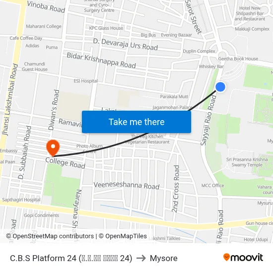 C.B.S Platform 24 (ನ.ಬ.ನಿ ಅಂಕಣ 24) to Mysore map