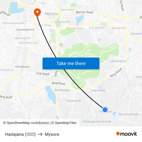 Hadajana (ಹಡಜನ) to Mysore map