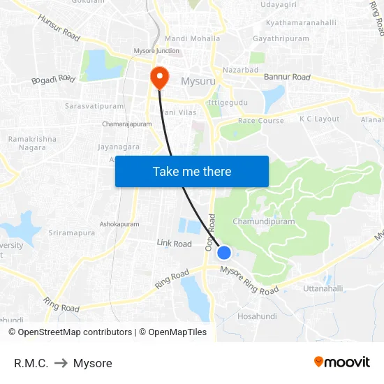 R.M.C. to Mysore map