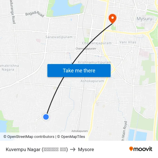 Kuvempu Nagar (ಕುವೆಂಪು ನಗರ) to Mysore map