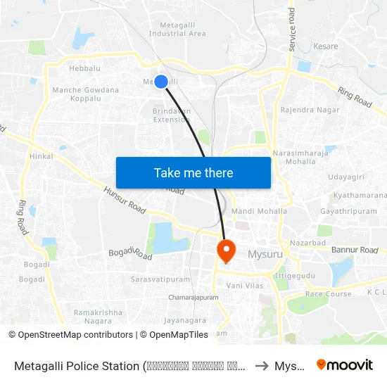 Metagalli Police Station (ಮೆಟಗಳ್ಳಿ ಪೋಲೀಸ್ ಸ್ಟೇಷನ್) to Mysore map