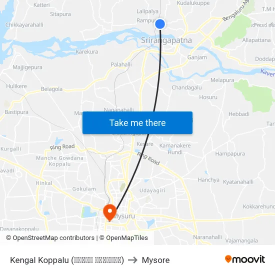Kengal Koppalu (ಕೆಂಗಳ ಕೊಪ್ಪಲು) to Mysore map