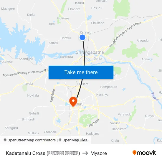 Kadatanalu Cross (ಕಡದತನಲು ಕ್ರಾಸ್) to Mysore map