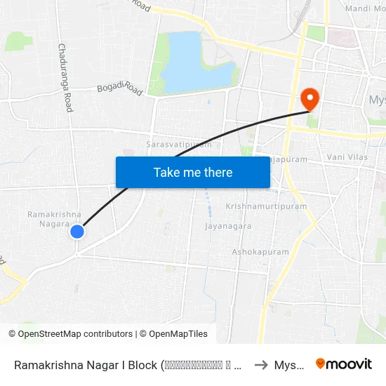 Ramakrishna Nagar I Block (ರಾಮಕೃಷ್ಣನಗರ ಐ ಬ್ಲಾಕ್) to Mysore map