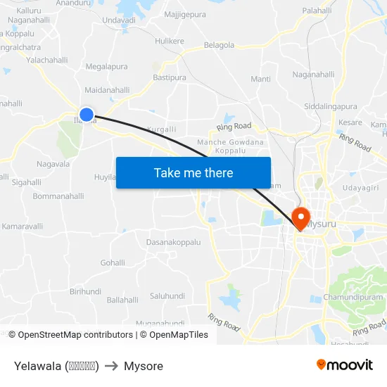 Yelawala (ಇಲವಾಲ) to Mysore map