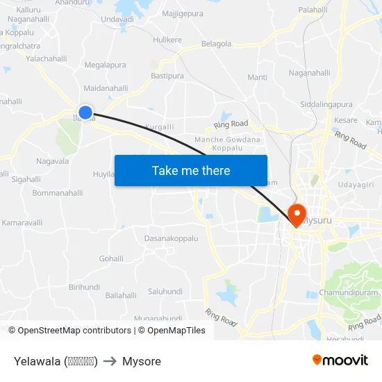 Yelawala (ಇಲವಾಲ) to Mysore map
