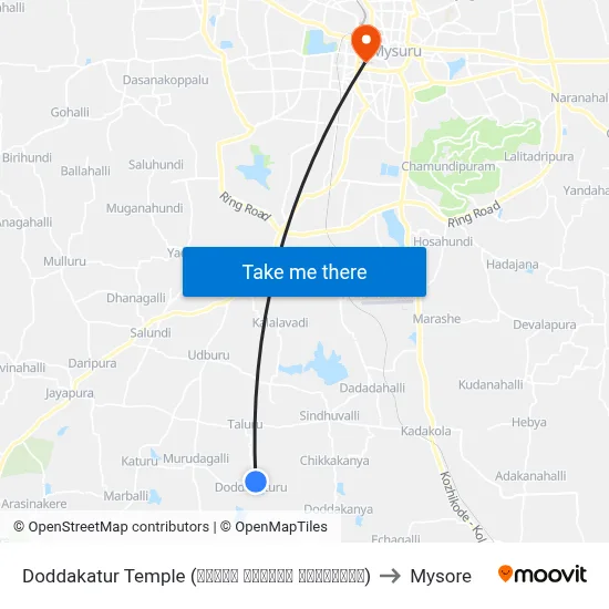 Doddakatur Temple (ದೊಡ್ಡ ಕಾತೂರು ದೇವಸ್ಥಾನ) to Mysore map