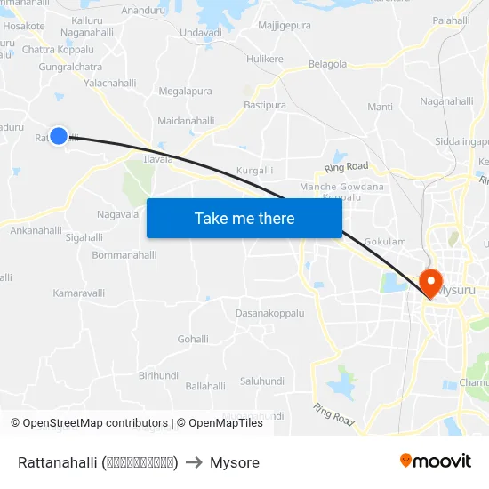 Rattanahalli (ರಟ್ಟನಹಳ್ಳಿ) to Mysore map
