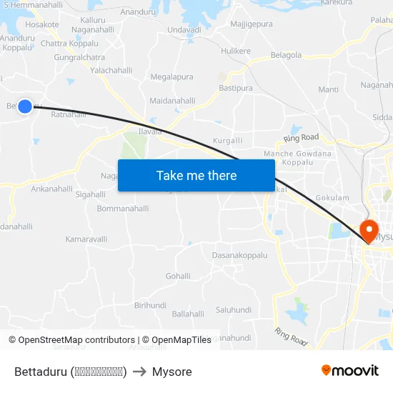 Bettaduru (ಬೆಟ್ಟದೂರು) to Mysore map