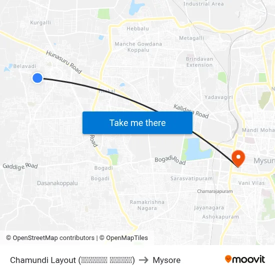 Chamundi Layout (ಚಾಮುಂಡಿ ಬಡಾವಣೆ) to Mysore map