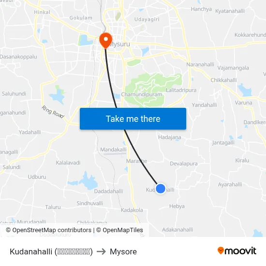 Kudanahalli (ಕುದನಹಳ್ಳಿ) to Mysore map