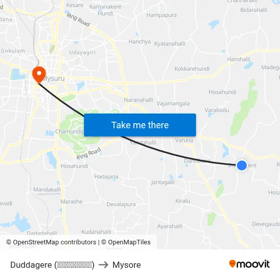Duddagere (ದುಡ್ಡಗೆರೆ) to Mysore map