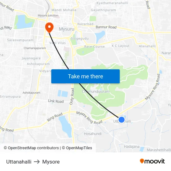 Uttanahalli to Mysore map