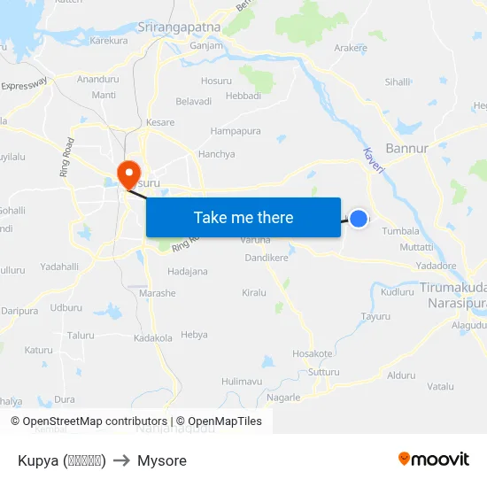 Kupya (ಕುಪ್ಯ) to Mysore map