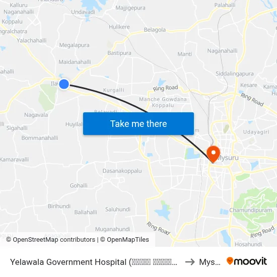 Yelawala Government Hospital (ಇಲವಾಲ ಸರ್ಕಾರಿ ಆಸ್ಪತ್ರೆ) to Mysore map