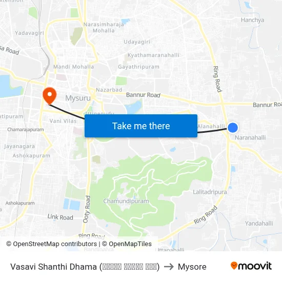 Vasavi Shanthi Dhama (ವಾಸವಿ ಶಾಂತಿ ಧಾಮ) to Mysore map