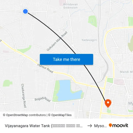 Vijayanagara Water Tank (ವಿಜಯನಗರ ವಾಟರ್ ಟ್ಯಾಂಕ್) to Mysore map