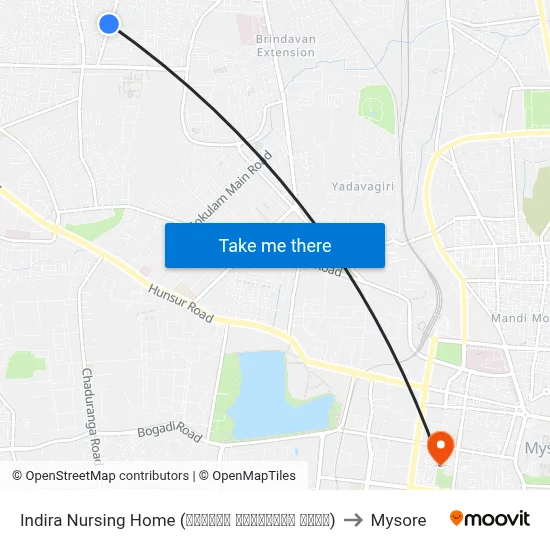 Indira Nursing Home (ಇಂದಿರಾ ನರ್ಸಿಂಗ್ ಹೋಮ್) to Mysore map