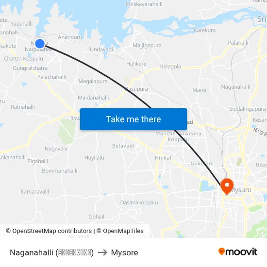 Naganahalli (ನಾಗನಹಳ್ಳಿ) to Mysore map