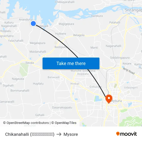 Chikanahalli (ಚಿಕ್ಕನಹಳ್ಳಿ) to Mysore map