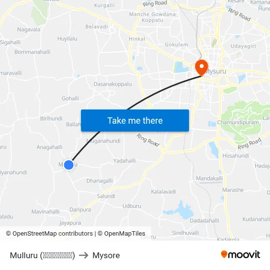 Mulluru (ಮುಳ್ಳೂರು) to Mysore map