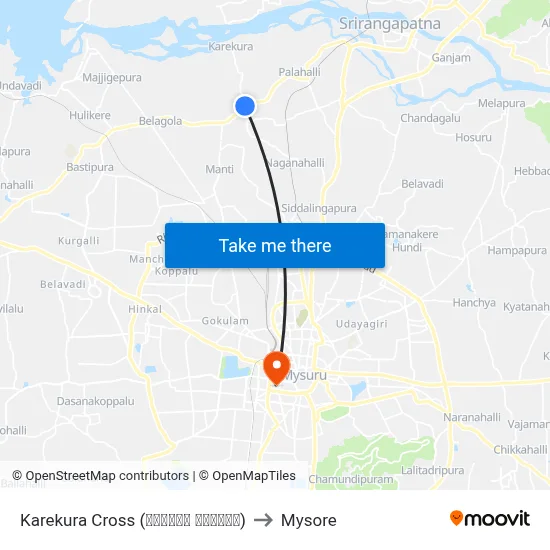 Karekura Cross (ಕರೇಕೂರ ಕ್ರಾಸ್) to Mysore map