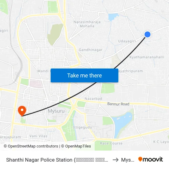 Shanthi Nagar Police Station (ಶಾಂತಿನಗರ ಪೋಲೀಸ್ ಸ್ಟೇಷನ್) to Mysore map