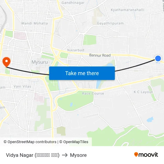 Vidya Nagar (ವಿದ್ಯಾ ನಗರ) to Mysore map