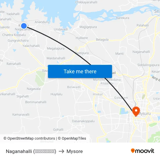 Naganahalli (ನಾಗನಹಳ್ಳಿ) to Mysore map
