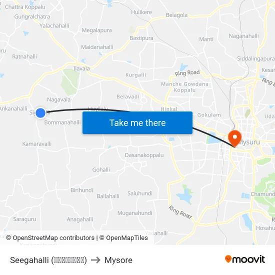 Seegahalli (ಸೀಗಹಳ್ಳಿ) to Mysore map